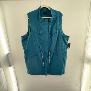 Torrid Happy Camper Ripstop Active Vest 4X‎ 26 Blue Utility Zip Front NWT New